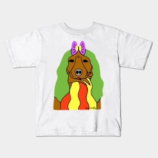 Puppy Green Hair Kids T-Shirt